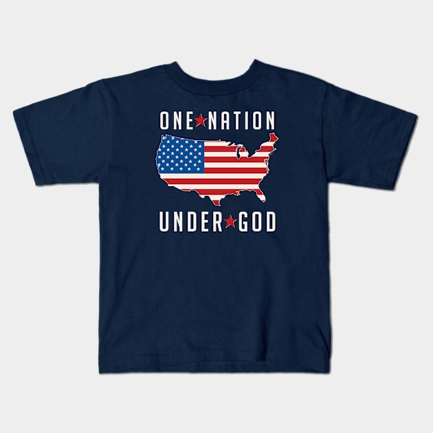 One Nation Under God United States USA Flag Kids T-Shirt by figandlilyco